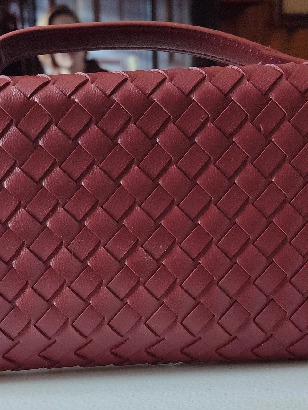 Source Unknown Woven Clutch in Burgundy with Gold Hardware